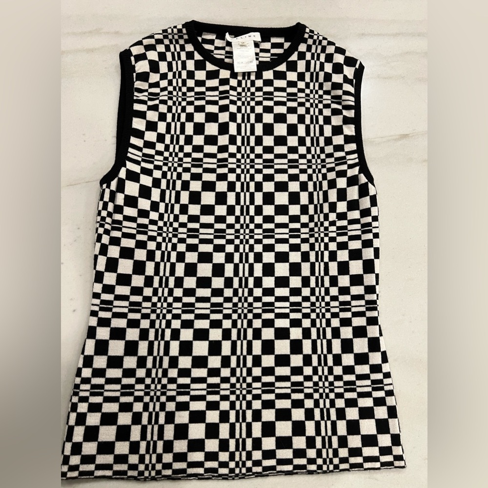 Celine 100% Cashmere sweater vest black/white size M